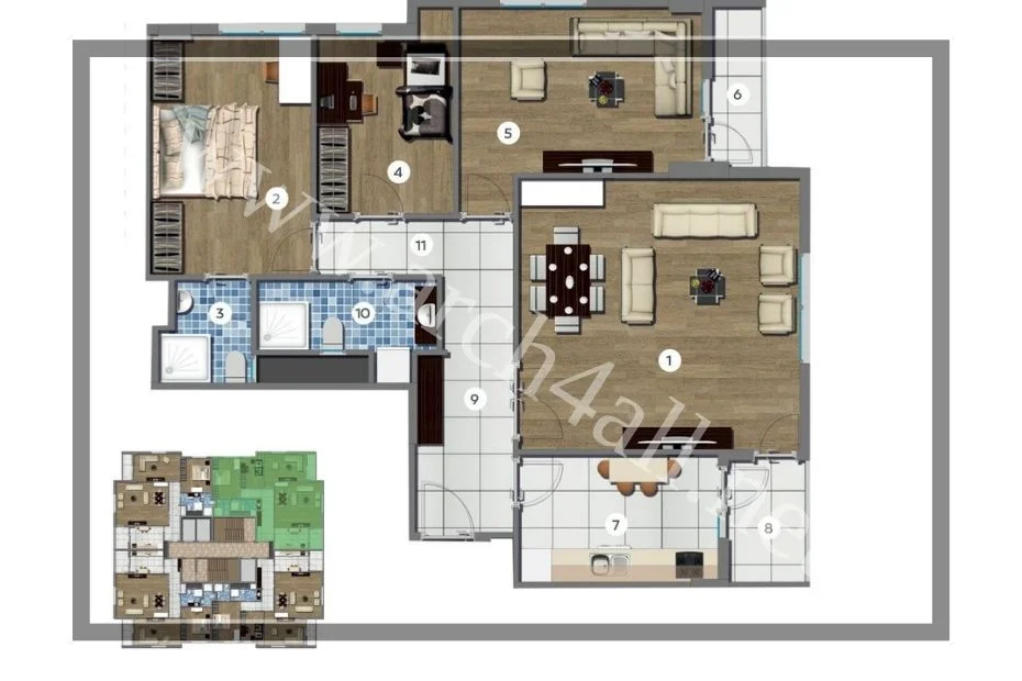 خطوط الاتصال والممرات، والتي تربط الغرف
