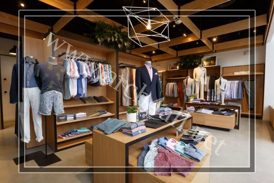ديكورات محلات ملابس خشب
