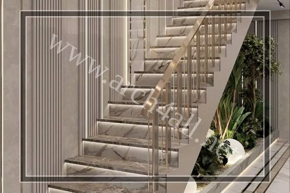 استخدام مواد بناء مميزة لإكساء الدرج.